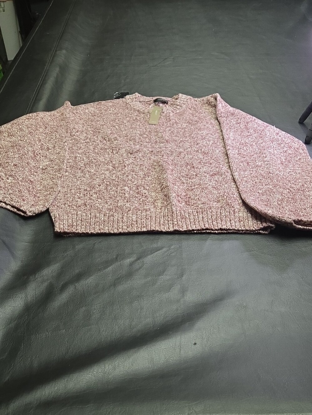 J. Crew Pink Marled Cropped Crewneck Sweater